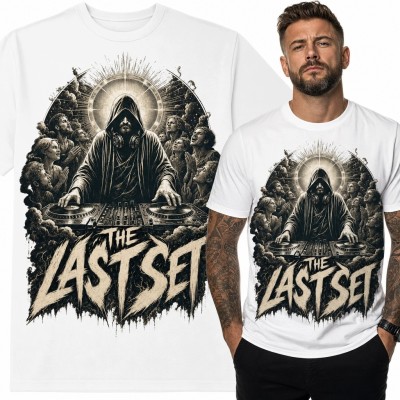 Koszulka męska z DJ-em i napisem „The Last Set” - mroczny motyw koncertowy