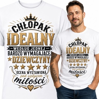 Koszulka męska „Chłopak idealny” - prezent od dziewczyny dla chłopaka