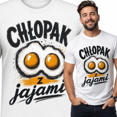 Koszulka męska z jajkami „Chłopak z jajami” - śmieszny wzór