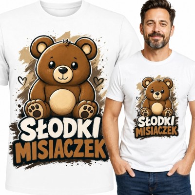 Koszulka męska z misiem „Słodki misiaczek” - zabawny nadruk