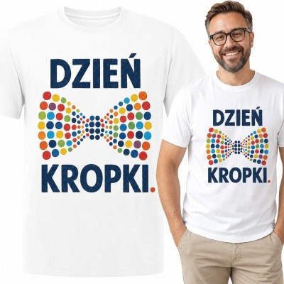 Koszulka męska „Dzień Kropki” - kolorowy motyw z kropek