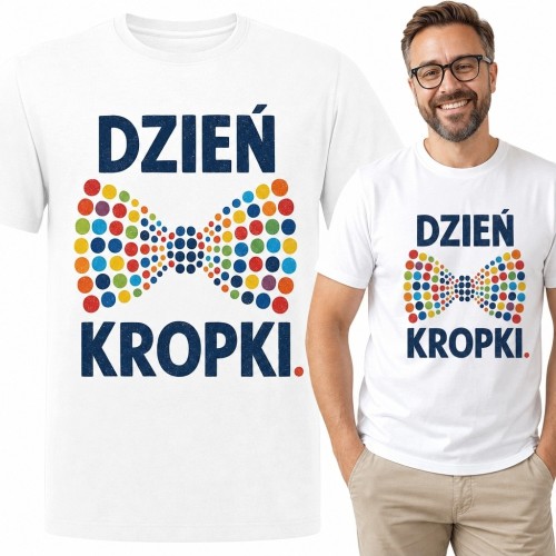 Koszulka męska „Dzień Kropki” - kolorowy motyw z kropek