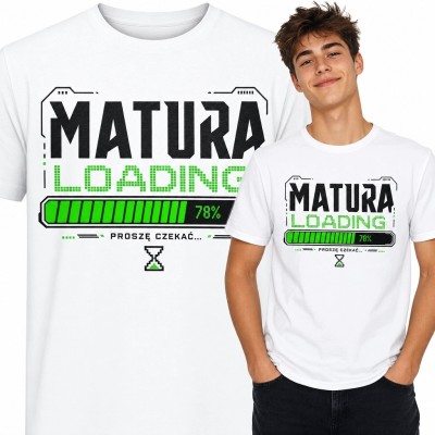 Koszulka męska „Matura loading” z paskiem postępu 78% - dla maturzysty