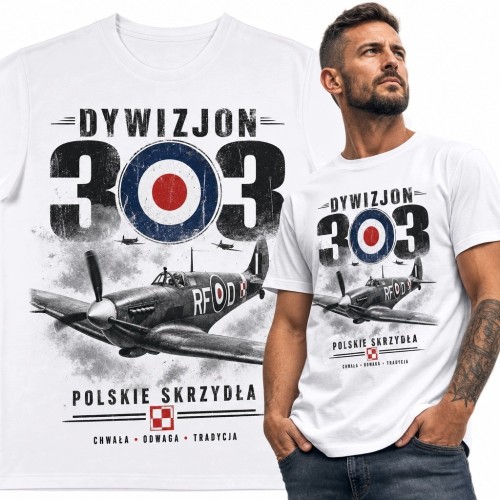 Koszulka męska z samolotem „Dywizjon 303” - „Polskie Skrzydła”