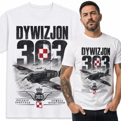Koszulka męska z samolotem „Dywizjon 303” - polskie lotnictwo