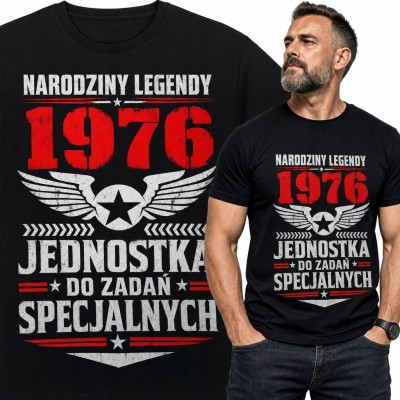 Koszulka męska na 50 urodziny - rocznik 1976 „Narodziny legendy”