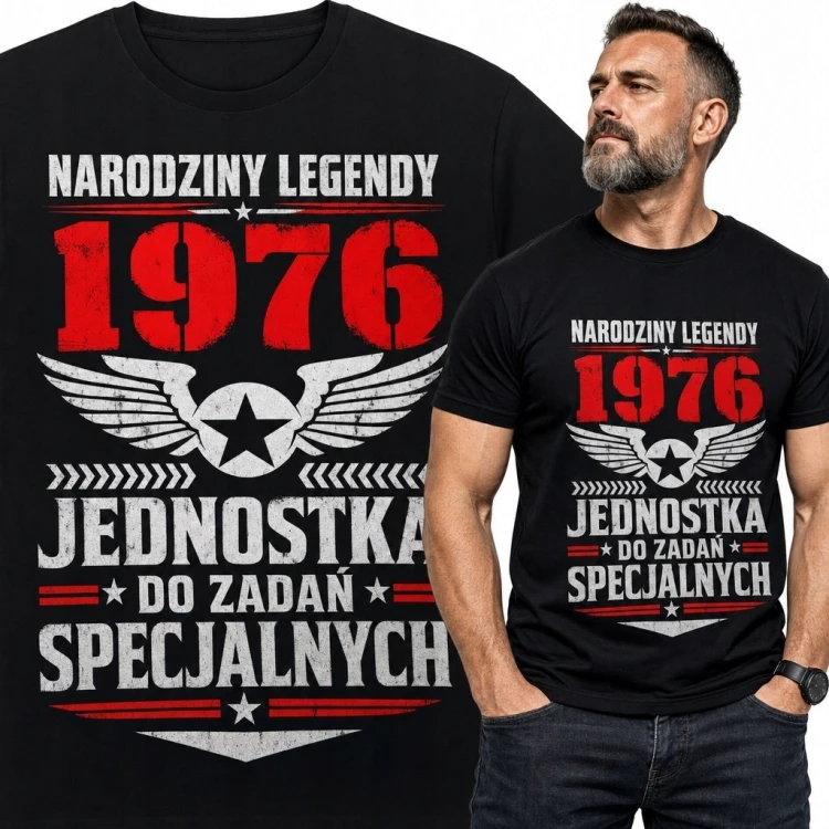 Koszulka męska na 50 urodziny - rocznik 1976 „Narodziny legendy”
