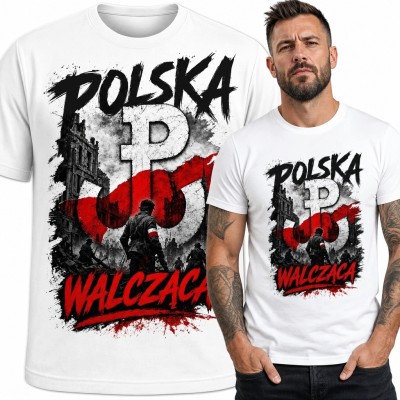 Koszulka męska „Polska Walcząca” - Kotwica i powstaniec
