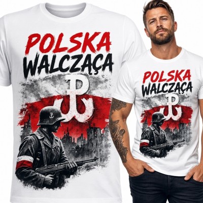 Koszulka męska patriotyczna „Polska Walcząca” - powstaniec i Kotwica