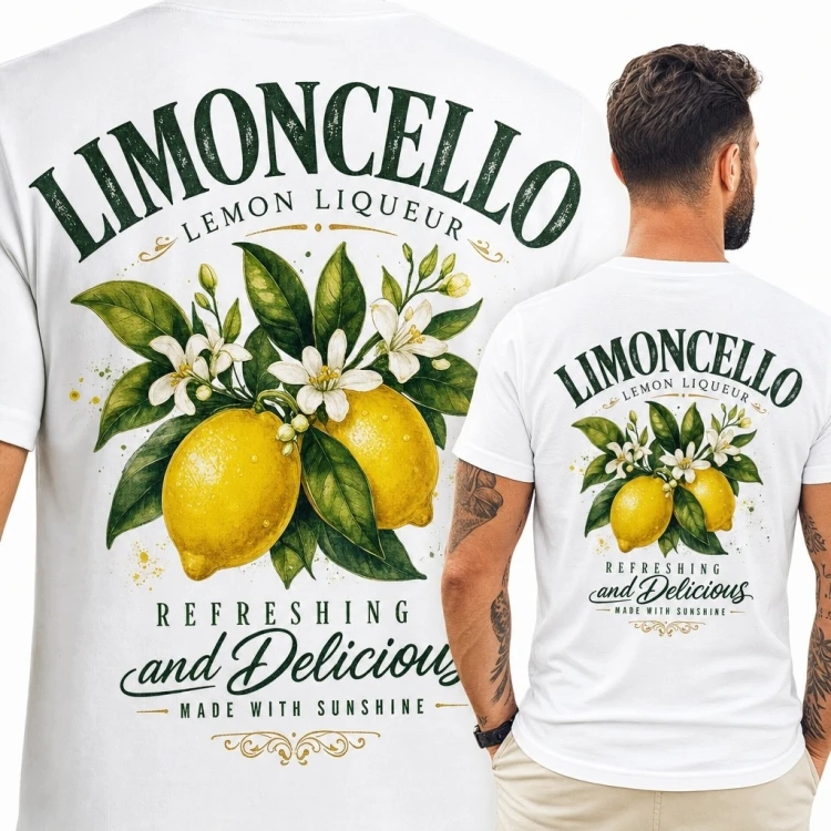 Koszulka męska z cytrynami „Limoncello” - włoski motyw vintage