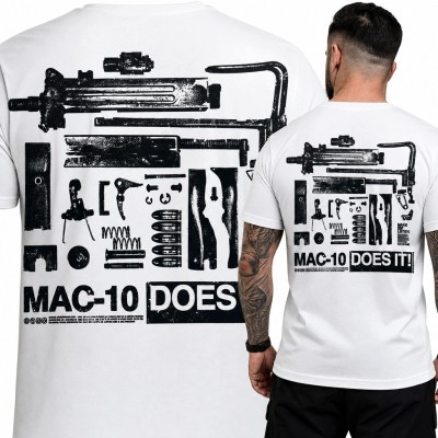 Koszulka męska militarna ze schematem MAC-10 „MAC-10 does it!”