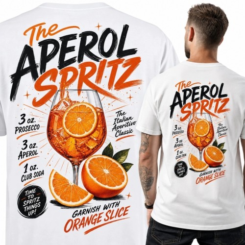 Koszulka męska z koktajlem Aperol Spritz „The Aperol Spritz” - duży nadruk na plecach