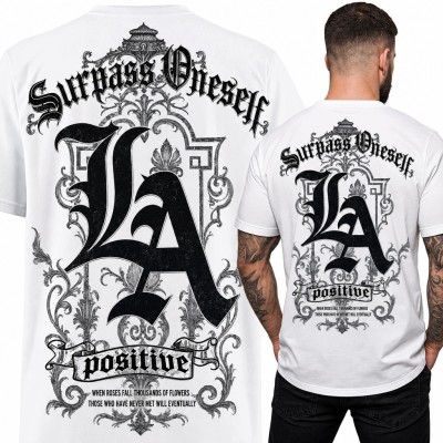 Koszulka męska z monogramem „LA” - gotycki nadruk na plecach