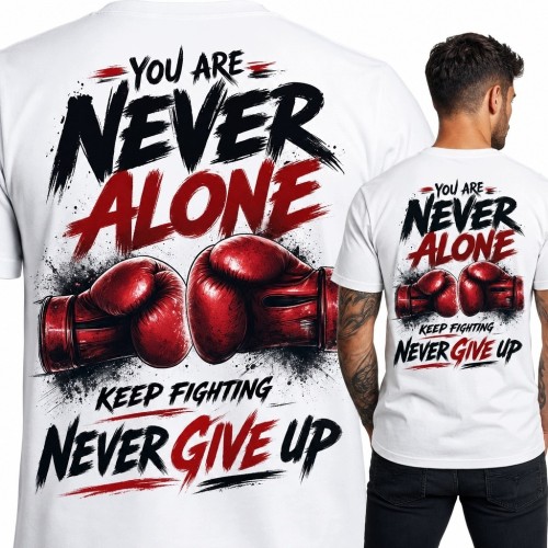 Koszulka męska bokserska „You Are Never Alone” - czerwone rękawice