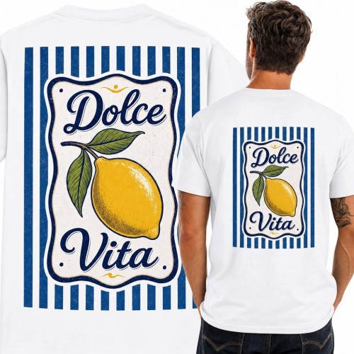 Koszulka męska z cytryną „Dolce Vita” - włoski styl retro