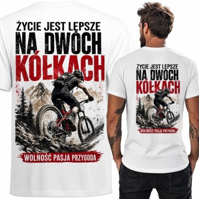 Koszulka męska MTB „Życie jest lepsze na dwóch kółkach” - kolarz górski