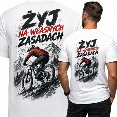 Koszulka męska dla kolarza MTB „Żyj na własnych zasadach” - rower górski