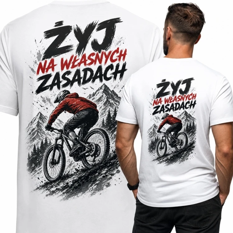 Koszulka męska dla kolarza MTB „Żyj na własnych zasadach” - rower górski