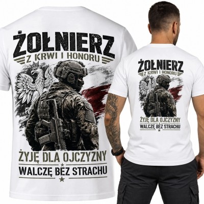 Koszulka męska z żołnierzem i polskim orłem „Żołnierz” - wzór patriotyczny