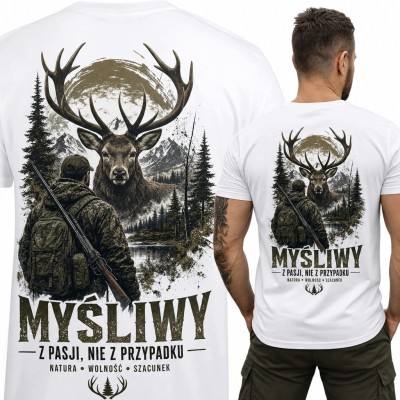 Koszulka męska dla myśliwego „Myśliwy - z pasji, nie z przypadku”