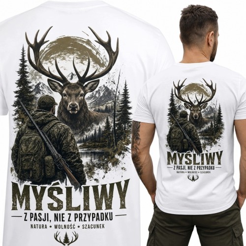 Koszulka męska dla myśliwego „Myśliwy - z pasji, nie z przypadku”