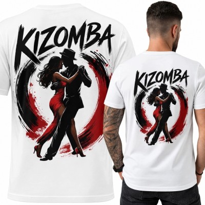 Koszulka męska „Kizomba” z tańczącą parą - duży nadruk na plecach