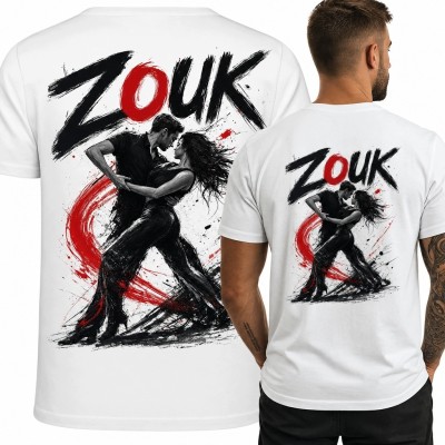 Koszulka męska z napisem „Zouk” - tańcząca para na plecach
