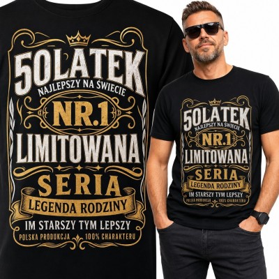 Koszulka męska na 50 urodziny „50latek nr.1” z koroną