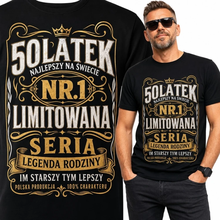 Koszulka męska na 50 urodziny „50latek nr.1” z koroną