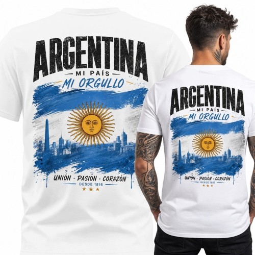 Koszulka męska z patriotycznym motywem Argentyny „Argentina” - nadruk na plecach