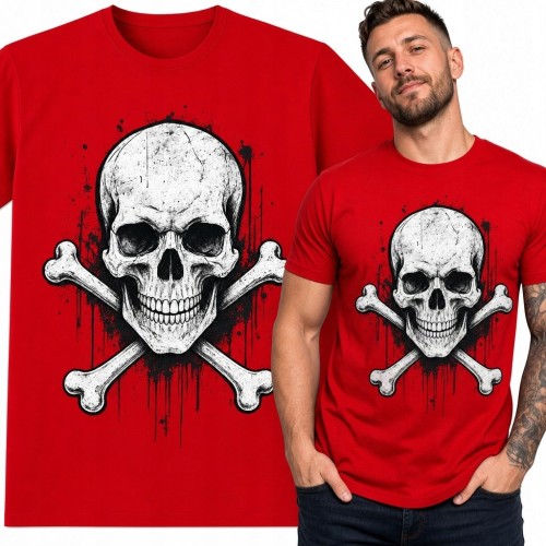 Koszulka męska z czaszką i skrzyżowanymi piszczelami - piracki styl grunge