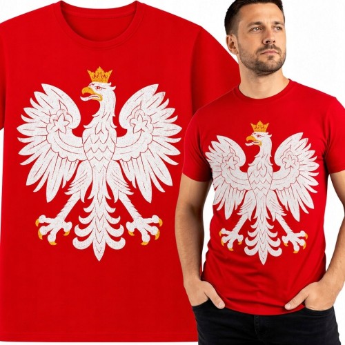Koszulka męska z dużym Orłem Białym na czerwonym tle