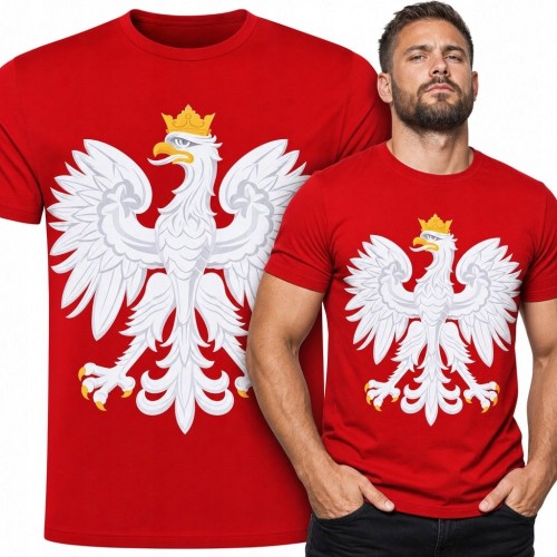 Koszulka męska z białym orłem w złotej koronie - patriotyczny motyw