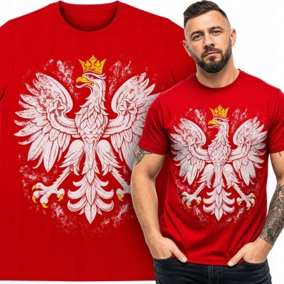Koszulka męska z białym orłem w koronie - patriotyczny wzór