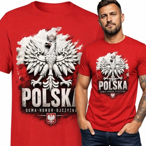 Koszulka męska patriotyczna z orłem „Polska” - „Duma • Honor • Ojczyzna”