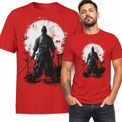 Koszulka męska z samotnym samurajem - japoński wojownik z mieczem