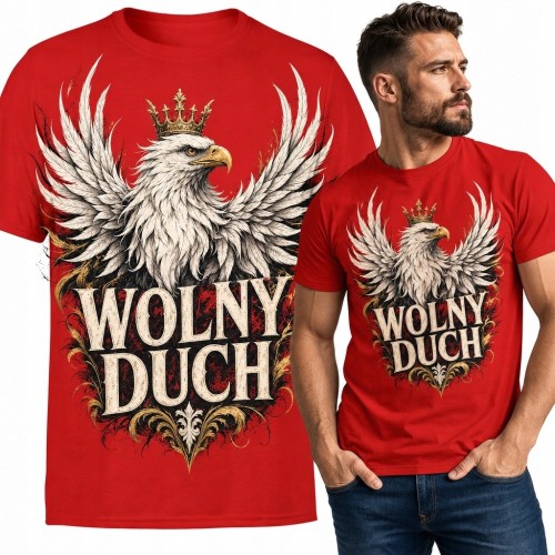 Koszulka męska z koronowanym orłem „Wolny duch” - manifest niezależności