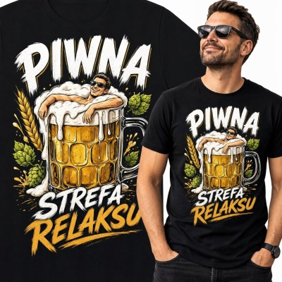 Koszulka męska „Piwna strefa relaksu” - humorystyczny kufel piwa
