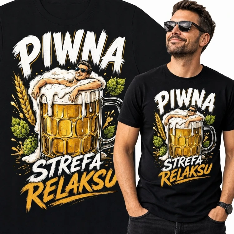 Koszulka męska „Piwna strefa relaksu” - humorystyczny kufel piwa