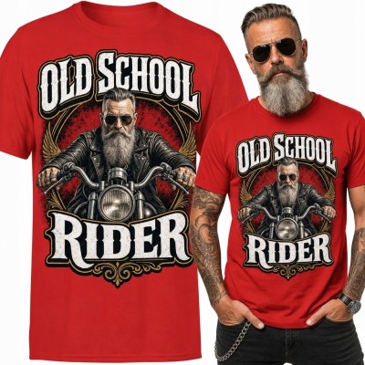 Koszulka męska z motocyklistą „Old School Rider” - styl retro