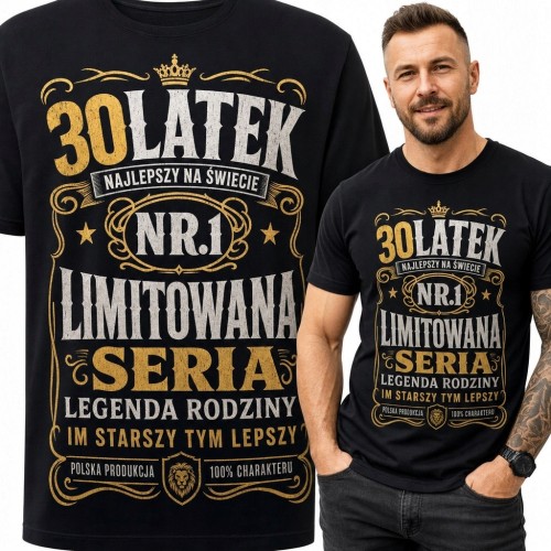 Koszulka męska na 30 urodziny z nadrukiem „30 latek” - „Limitowana seria”