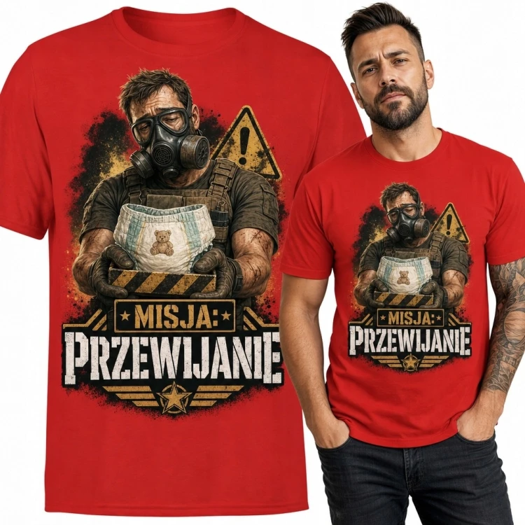 Koszulka męska dla taty „Misja: przewijanie!” - humorystyczny nadruk