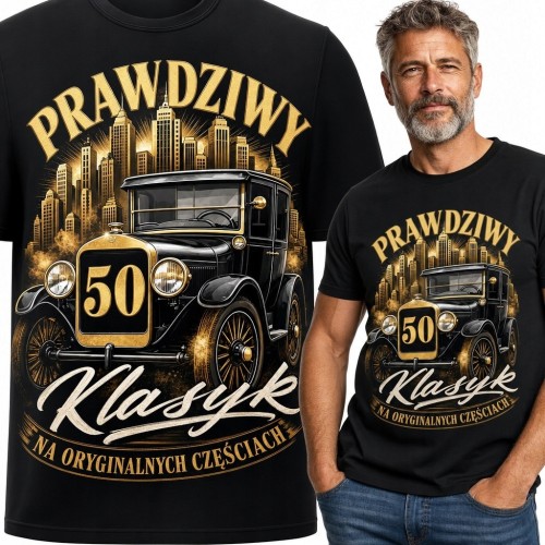 Koszulka męska na 50 urodziny „Prawdziwy klasyk” - oldtimer