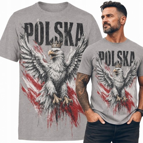 Koszulka męska z białym orłem „Polska” - patriotyczny nadruk