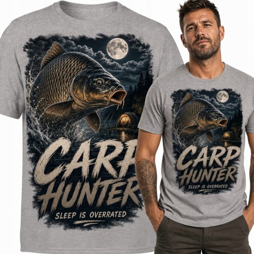 Koszulka męska dla karpiarza „Carp Hunter” - nocne wędkowanie