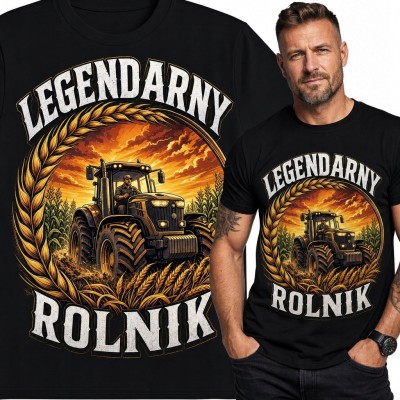 Koszulka męska dla rolnika z traktorem „Legendarny rolnik”