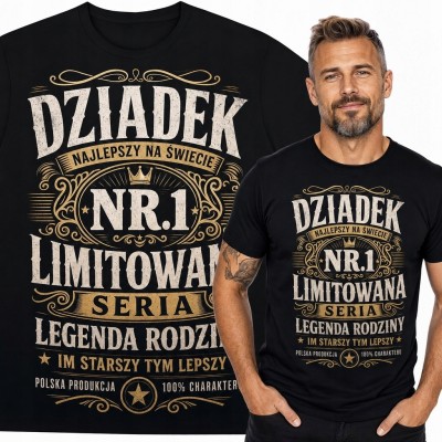 Koszulka męska dla dziadka „Dziadek nr 1” - retro