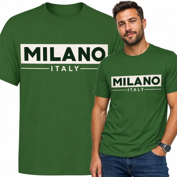 Koszulka męska z motywem Mediolanu „Milano” - włoski styl miejski