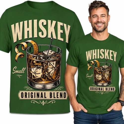Koszulka męska z motywem whisky „Whiskey” - styl retro