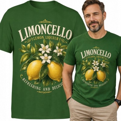 Koszulka męska z cytrynami „Limoncello” - nadruk retro